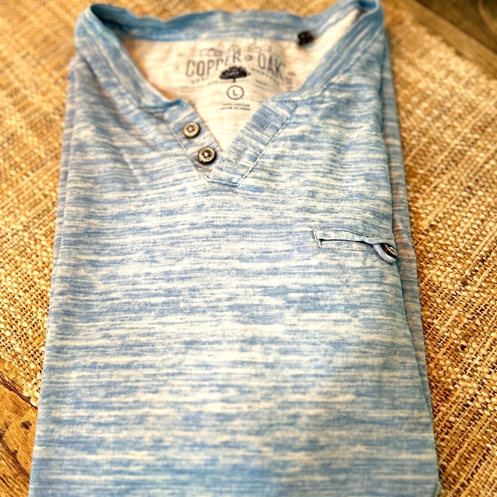 👕EUC - COPPER & OAK SS HENLEY SHIRT - MENS - SIZE LARGE 👕